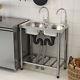 Catering Sink Commercial Kitchen Stainless Steel Sinks Washing Table With Shelf