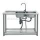 Catering Sink Commercial Stainless Steel Kitchen Double Bowl Drainer Unit Table