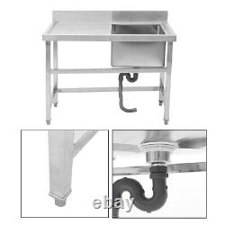 Catering Stainless Steel 1 Bowl Sink Commercial Wash Table with Left Hand Platform