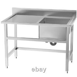 Catering Stainless Steel 1 Bowl Sink Commercial Wash Table with Left Hand Platform