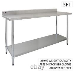 Catering Stainless Steel Table Commercial Overshelf Kitchen Prep Bench Shelves