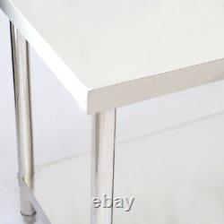 Catering Table Stainless Steel 5x2FT with Backsplash Commercial Dining Work Bench