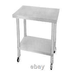 Catering Work Bench Table Stainless Steel Food Prep Commercial Kitchen 2 Tier