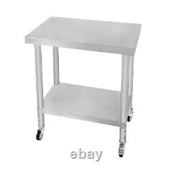 Catering Work Bench Table Stainless Steel Food Prep Commercial Kitchen 2 Tier