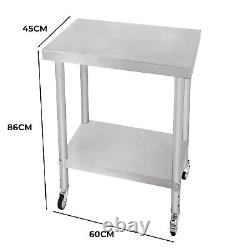 Catering Work Bench Table Stainless Steel Food Prep Commercial Kitchen 2 Tier