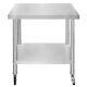 Catering Work Bench Table Stainless Steel Food Prep Kitchen Mobile 76cm X 45cm