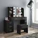 Chest Of 5 Drawers Dressing Table Console Table With Led Bulb Desk Organiser Stool