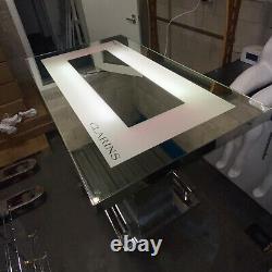 Clarins Stainless Steel Beauty Retail Commercial Glass Lit Display Table