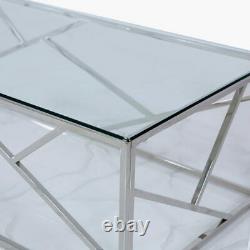 Claudette Stainless Steel Framework And Clear Glass Coffee Table