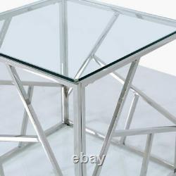 Claudette Stainless Steel Framework And Clear Glass End Side Table