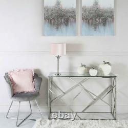 Claudette Stainless Steel Framework And Glass Console Table Hallway Table