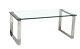 Coffee Table Clear Tempered Glass Rectangle Top Two Stainless Steel Legs