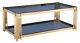 Coffee Table Grey Glass Top Gold Finish With Shelf Stainless Steel Frame