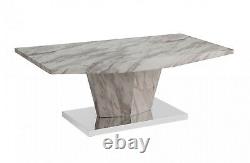 Coffee Table Marble Effect Table Top Frame with Stainless Steel Base
