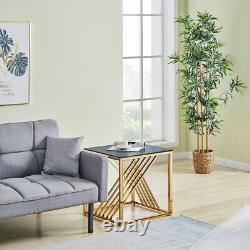 Coffee Table Side Table Stainless Steel With Smoked Glass Top For Living Room