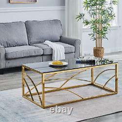 Coffee Table Stainless Steel Side Table WithTransparent Tempered Glass Home