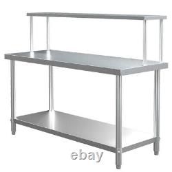Combined Commercial Kitchen Work Table & Benchtop Over Shelf Stainless Steel 4FT