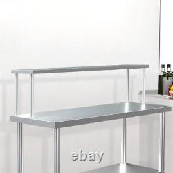 Combined Commercial Kitchen Work Table & Benchtop Over Shelf Stainless Steel 4FT
