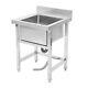 Commercial Catering Kitchen Sink Stainless Steel Wash Basin Table Single Bowl