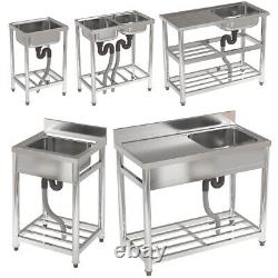 Commercial Catering Prep Table Stainless Steel Laundry Washing Tub Utility Sink