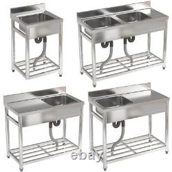 Commercial Catering Stainless Steel Table Pre Work Bench Kitchen Sink Wash Table