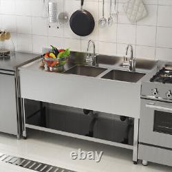 Commercial Catering Stainless Steel Table Pre Work Bench Kitchen Sink Wash Table