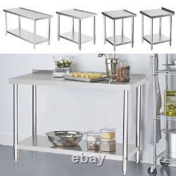 Commercial Catering Table Stainless Steel Work Bench Food Kitchen Shelf Storage