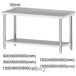 Commercial Catering Table Stainless Steel Work Bench Kitchen Food Shelf Storage