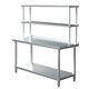 Commercial Catering Table Stainless Steel Work Bench Kitchen Over Shelf Storage