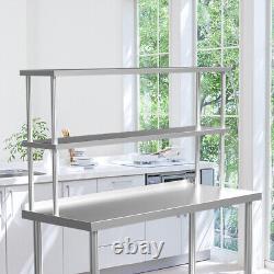 Commercial Catering Table Stainless Steel Work Bench Kitchen Over Shelf Storage