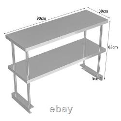 Commercial Catering Table Stainless Steel Work Bench Kitchen Over Shelf Storage