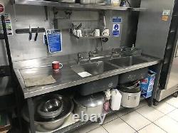 Commercial Kitchen Sink Stainless Steel Catering Dishwash 2Bowl Basin Unit Table