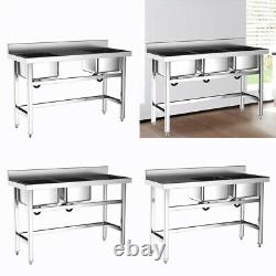 Commercial Kitchen Sink Stainless Steel Catering Dishwash Bowl Basin Unit Table