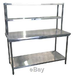 Commercial Kitchen Stainless Steel Double Overshelf For Prep Tables 1500mm