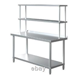 Commercial Kitchen Stainless Steel Food Prep Table Workbench Over Shelf Catering