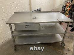 Commercial Kitchen Table Stainless Steel With Wheels With Can Opener