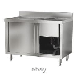 Commercial Prep Catering Table Stainless Steel Work Bench Kitchen Sinks Cabinet