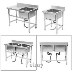 Commercial Sink Stainless Steel Catering Kitchen Deep Bowl Drainer Wash Table