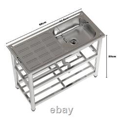 Commercial Sink Stainless Steel Catering Kitchen Prep Table Work Home Restaurant