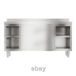 Commercial Sink Stainless Steel Kitchen Work Bench Cabinet Catering Prep Table