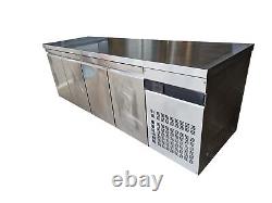 Commercial Slim Counter Fridge, Stainless Steel 4 Door Prep Table Chiller (2.2m)