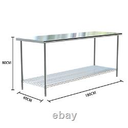 Commercial Stainless Steel Catering Table Kitchen Bullnose Edge Prep Work Tables