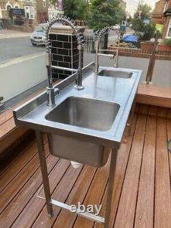 Commercial Stainless Steel Double Sink Table
