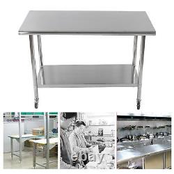 Commercial Stainless Steel Kitchen Bench Food Prep Table Workbench withWheel UK