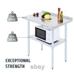Commercial Stainless Steel Kitchen Food Prep Work Table Bench/Wheels/Backsplash