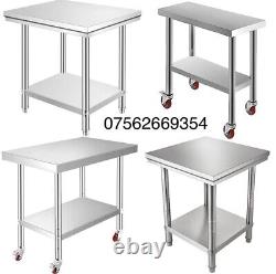 Commercial Stainless Steel Kitchen Food Prep Work Table Bench / Wheels/ Canopy
