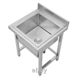 Commercial Stainless Steel Kitchen Sink Handmade Catering Wash Table Single Bowl