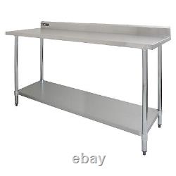 Commercial Stainless Steel Kitchen Work Bench Catering Table Backsplash 180 cm
