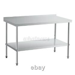 Commercial Stainless Steel Kitchen Work Bench Catering Table Shelf Backsplash UK