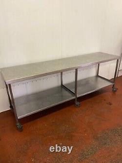 Commercial Stainless Steel Table on Wheels (2.4m) Re Description Re Delivery
